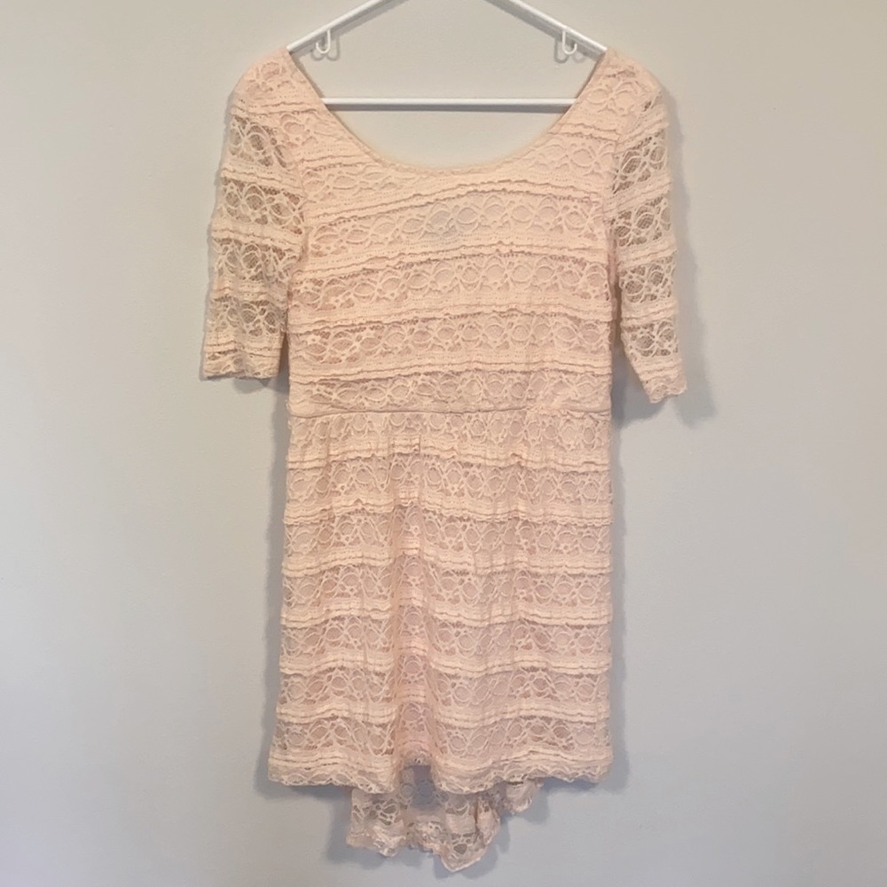 Light pink high low dress.